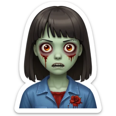 me faça uma garota zumbi de franja com cabelo médio liso sticker