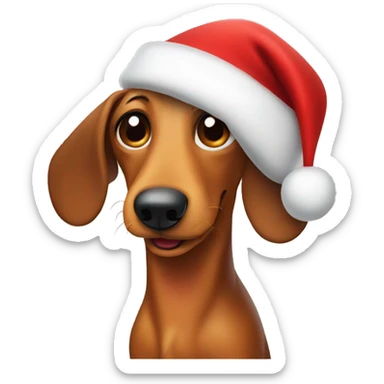 Wiener dog wearing Santa hat sticker