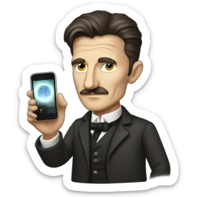 iphone in hand of Nikola tesla sticker