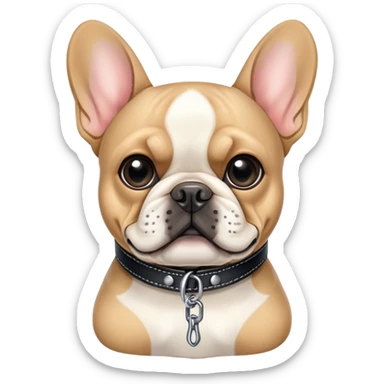 French Bulldog in black leather with whip sticker