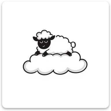 A fluffy sheep resting on a puffy white cloud in the sky sticker