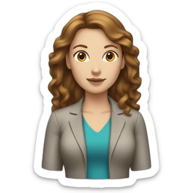 white woman with brown hair boss sticker