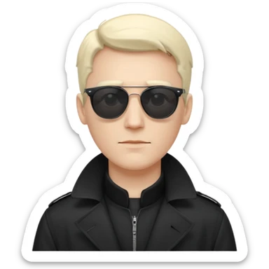 white man in black trenchcoat and matrix sunglasses sticker