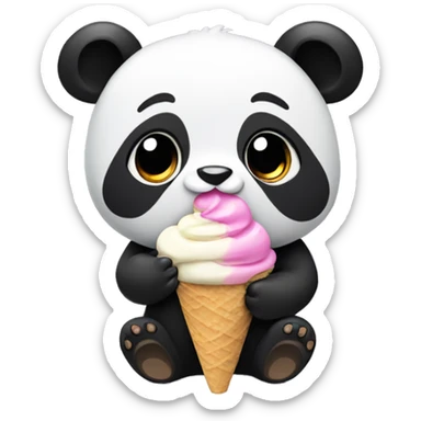 Panda eating ice cream sticker