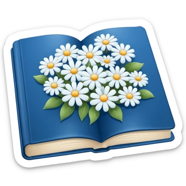 Blue book and white flowers AESTHETIC sticker