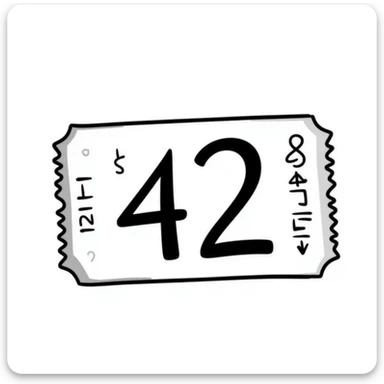 A raffle ticket with the number 42 clearly visible on it sticker