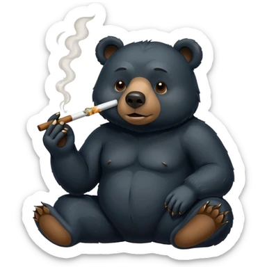 Black bear smoking joint sticker