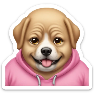 obese chienese boy with pink sweatshirt,  sticker