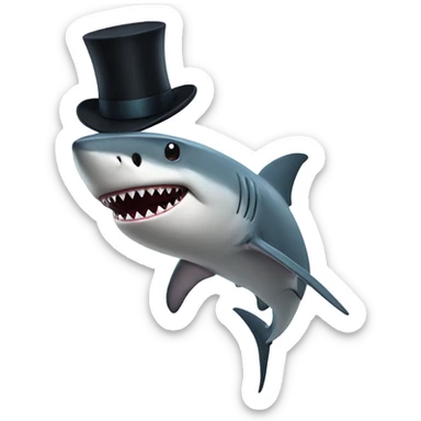 Shark with a top hat sticker