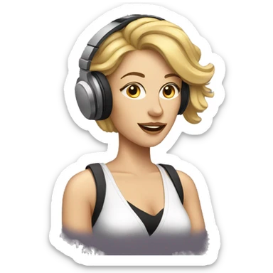 white woman music producer with headphones sticker
