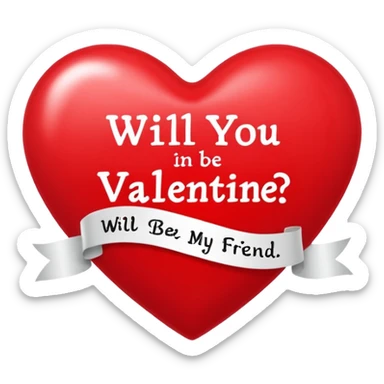 Heart with the words will you be my valentine in it for a best friend sticker