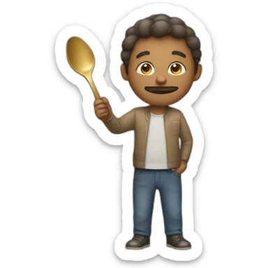 man holding a spoon sticker