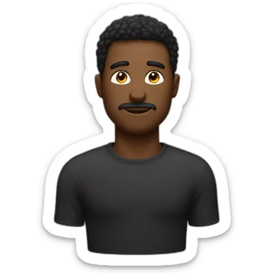 Homme noir choqué, chaque main sur un côté de sa tête, il porte un tshirt blanc sticker