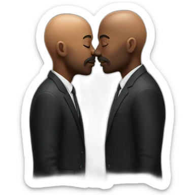 two black bald men kissing sticker