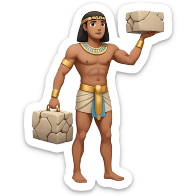 fullbody ancient Egyptian worker carrying a stone block sticker