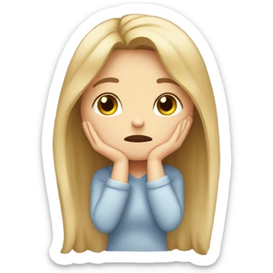  White girl covering face in hands sticker