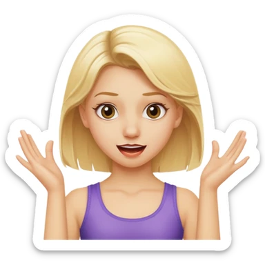 A blonde girl at dance class with a silly face sticker