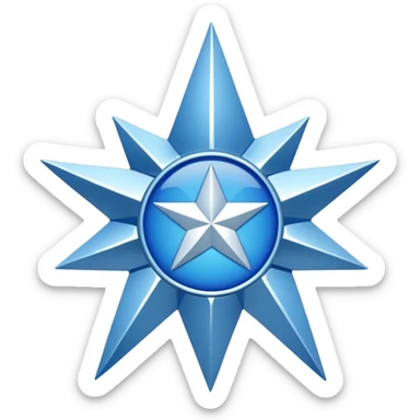 blue verified symbol with white tick in center, 12 corner shape sticker