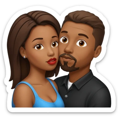 Black man with a goatee and a black woman kissing sticker