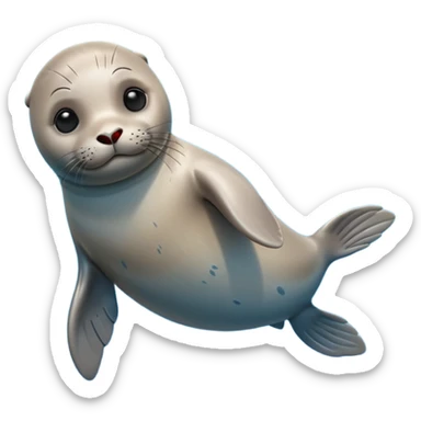 A 3D cartoon seal swimming with visible flippers, calm blue water, soft sunlight, Memoji-style realism. sticker