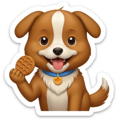 dog eating dog treat sticker