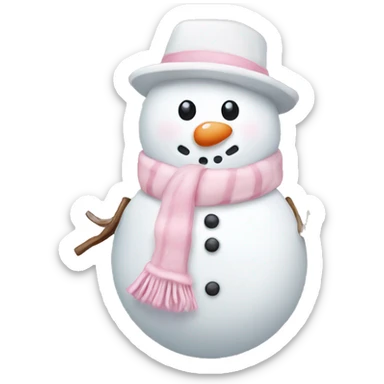 Cute white and light pink snowman sticker