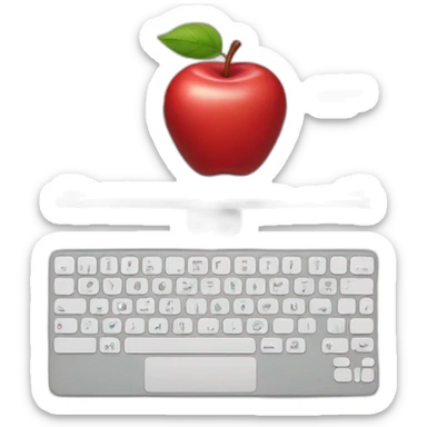 red apple with keyboard sticker