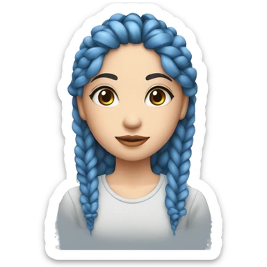 chica de ojos azules con trenzas largas color gris, con corazones  sticker