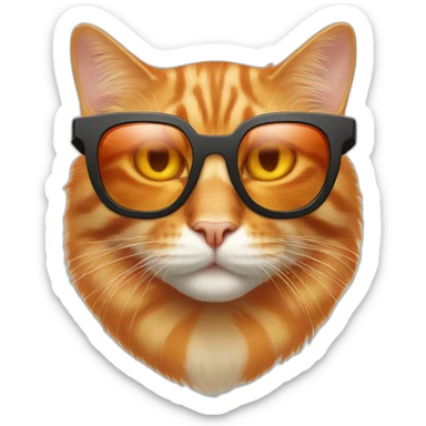 orange cat with bionic sunglasses sticker