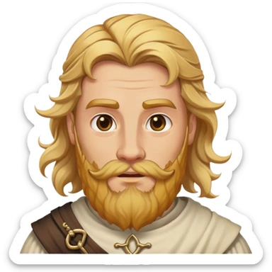 Medieval male honey blonde beard with wild untamed waves sticker