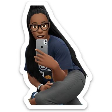 casual indoor guy with phone sticker