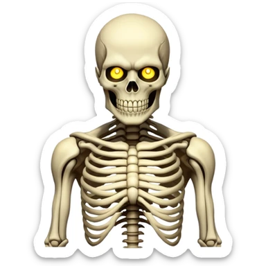 Eren Jeager's Founder Titan, skeletal giant with ribs showing, glowing eyes sticker