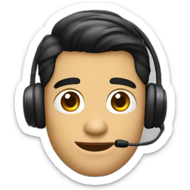 Joven formal con cabello negro, sin barba, con anteojos negros y usando head set de callcenter sticker