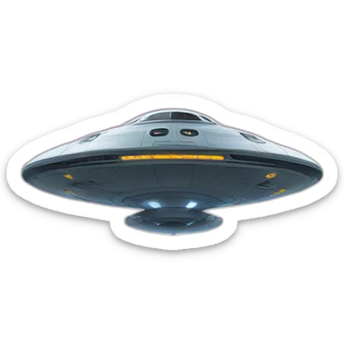 spaceship landing on a lawn sticker