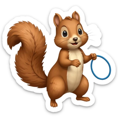 Squirrel playing jump rope sticker