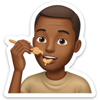 a black man eating penutbutter sticker