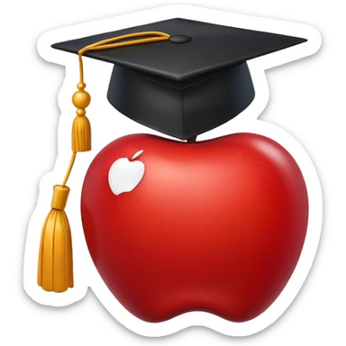 black grad cap apple emoji sticker