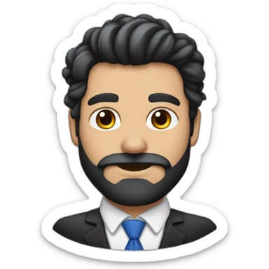 Hombre con cabello y barba negro con traje azul marino cruzado de grazos sticker