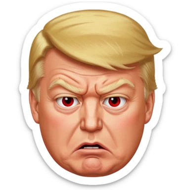 Donald Trump is vey furious. Red with anger. photorealistic sticker