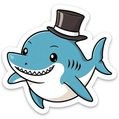 Shark with a top hat sticker