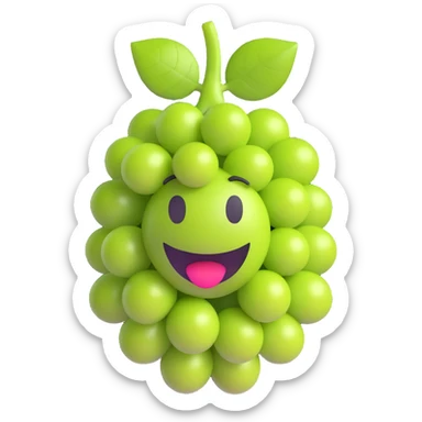 a single green grape, 3D emoji style sticker
