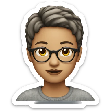 Girl with very short hair and spectacles sticker