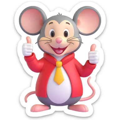 a smiling mouse giving a thumbs up, fun and friendly style sticker