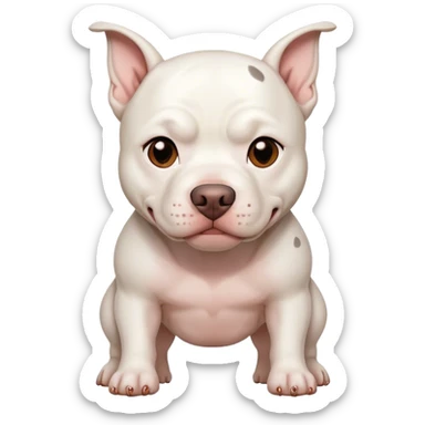 white pitbull dog with one brown spot in the face sticker