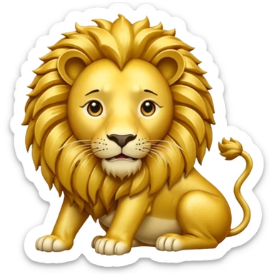 Fais un emoji de pièce d'or avec l'inscription F dessus et un lion très détaillé sticker