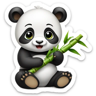Baby panda eating bamboo  sticker