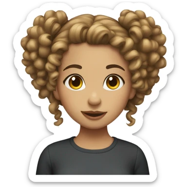Girl with curly hair in bun, sticker