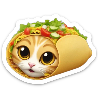 surprised cat's head sticking out of the end of a taco sticker