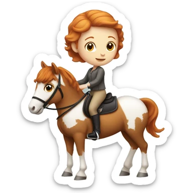 Ginger girl with short hair riding a horse sticker