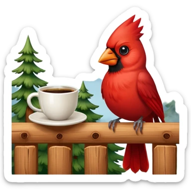 cardinal a cup of coffee sticker